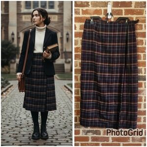 Crazy Horse Plaid Wrap Skirt - Size 10 - Vintage Preppy Academic